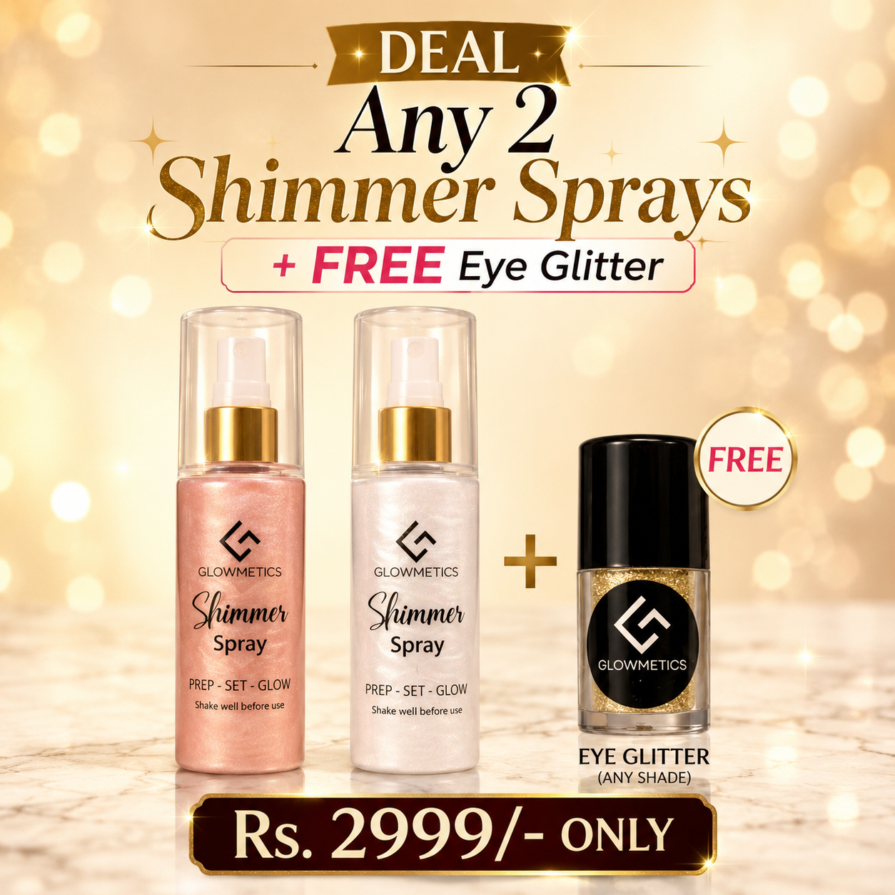 Pack of 2 Shimmer Sprays + FREE Eye Glitter